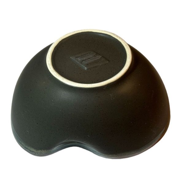 Vintage Grey and Siena Brown Stoneware Kidney Shaped Glazed Bowl - Picture 7 of 8